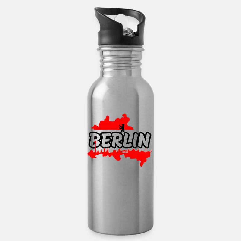 Berlin - Trinkflasche mit integriertem Trinkhalm - Lightsilver
