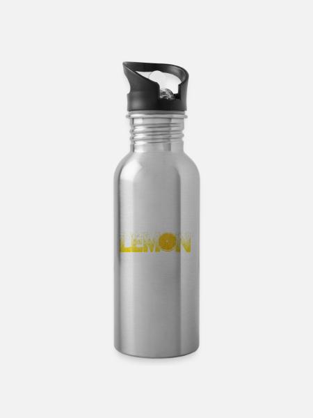 Lemon - Water bottle with straw - silver