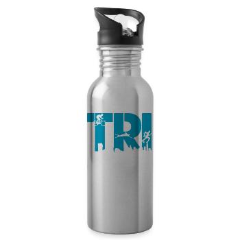 Triathlon Natation Bike Run - Gourde avec paille intégrée - argent clair - Droite