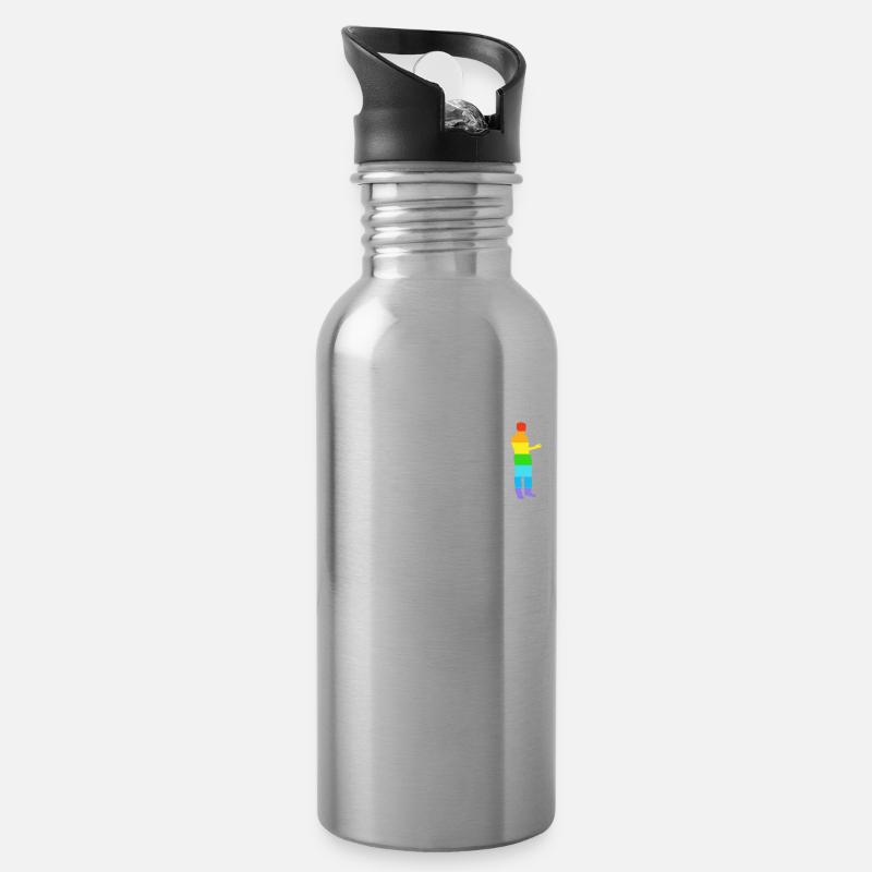 Evolution Homosexuell - Trinkflasche mit integriertem Trinkhalm - Lightsilver