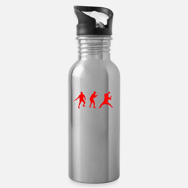 Tischtennis - Trinkflasche mit integriertem Trinkhalm - Lightsilver
