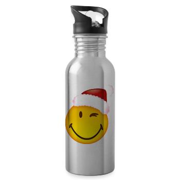 Smiley Santa Claus - Gourde avec paille intégrée - argent clair - Droite