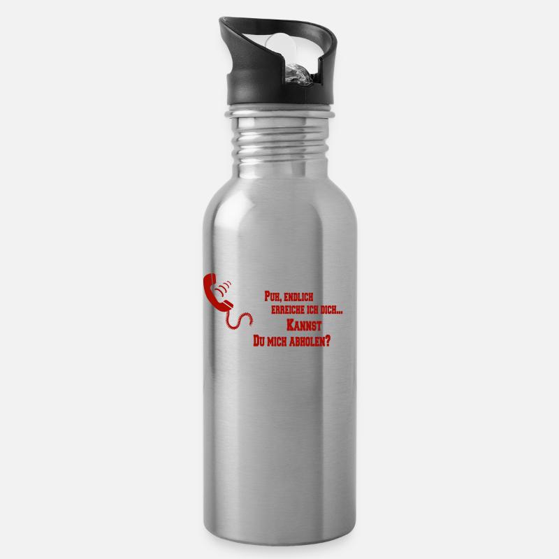 Hallo Onkel - Papa nervt mich! weiss - Trinkflasche mit integriertem Trinkhalm - Lightsilver