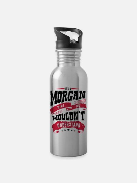 morgan name thing you wouldnt understand - Water bottle with straw - silver