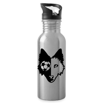 football logo dog guardian port ball club - Water bottle with straw - silver - Right