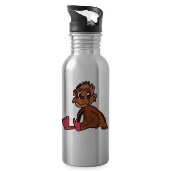 monkey monkey - Water bottle with straw - silver - Right