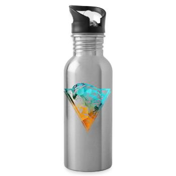 colored breaking surf wave - Water bottle with straw - silver - Right