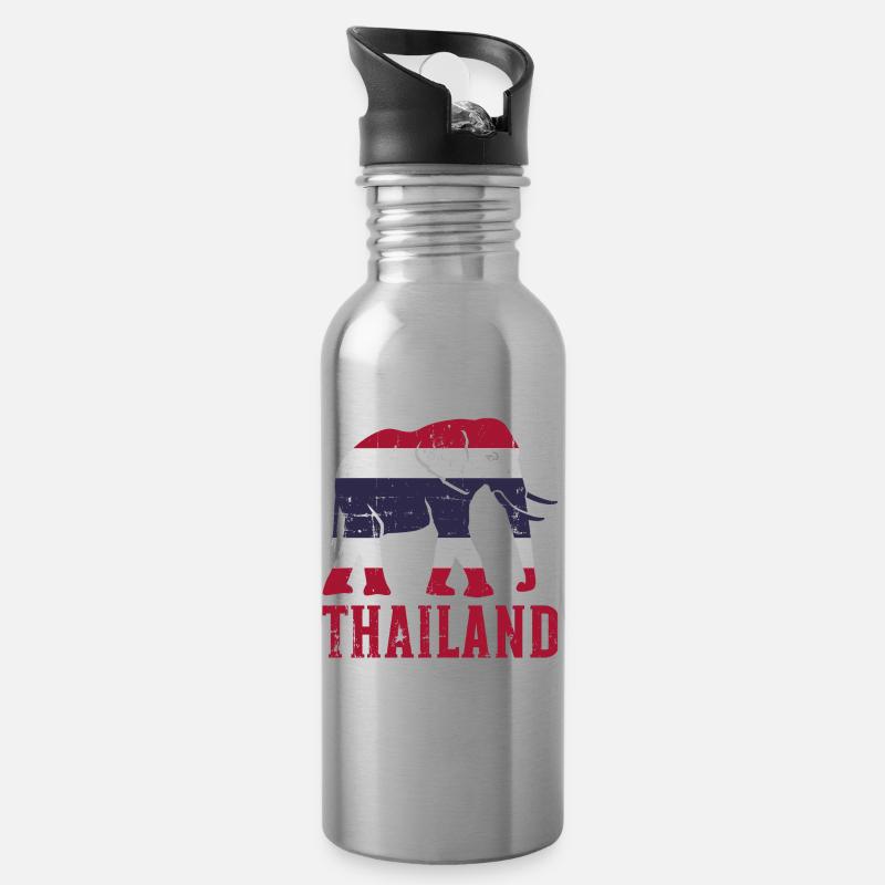 La Thaïlande - Gourde avec paille intégrée - argent clair