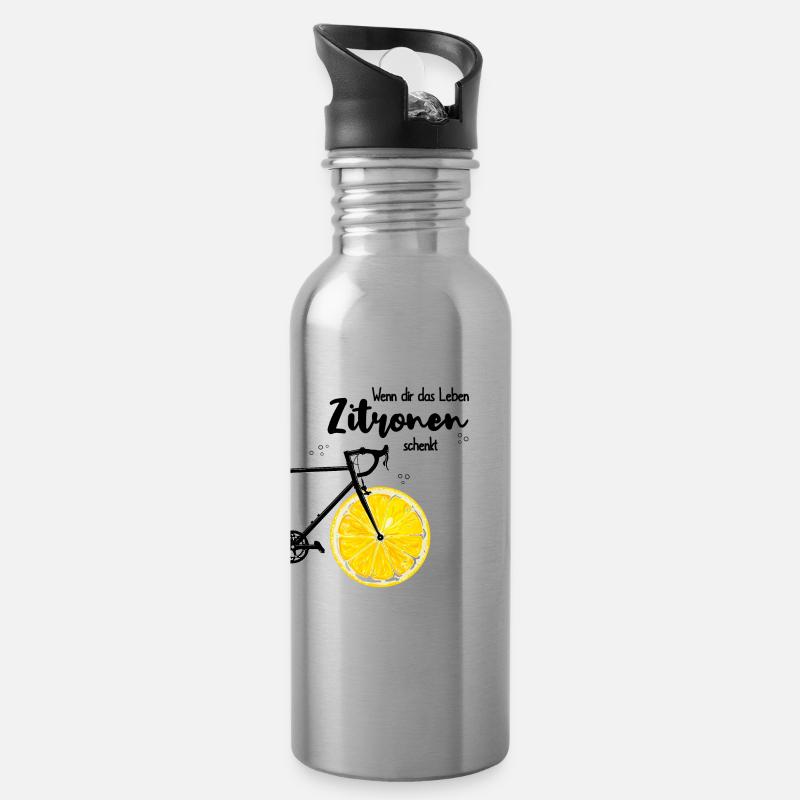 Wenn dir das Leben Zitronen schenkt Rennrad Side D - Trinkflasche mit integriertem Trinkhalm - Lightsilver