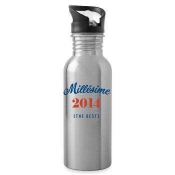 MILLESIME 2014, anniversaire 7 ans personnalisé - Gourde avec paille intégrée - argent clair - Droite