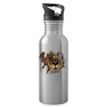 Designs de Lion, Signes du Zodiaque, Lion - Gourde avec paille intégrée - argent clair - Droite