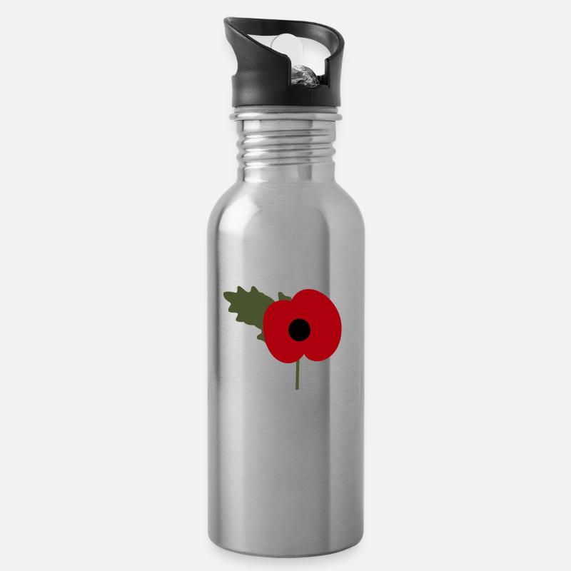 british legion poppy day - Trinkflasche mit integriertem Trinkhalm - Lightsilver