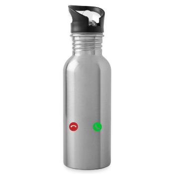 Mein Wohnwagen ruft - ich muss zum campen - Trinkflasche mit integriertem Trinkhalm - Lightsilver - Rechts