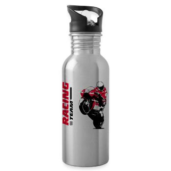 Motorradrennen - Moto GP - Superbike - Trinkflasche mit integriertem Trinkhalm - Lightsilver - Rechts