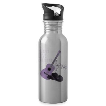 Country Music Spruch, Country Gitarre - Trinkflasche mit integriertem Trinkhalm - Lightsilver - Rechts