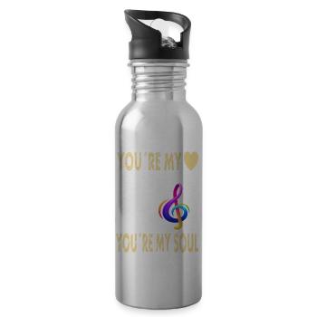 you're my heart you're my soul music gift idea - Water bottle with straw - silver - Right