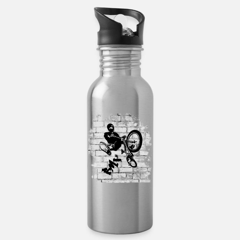 BMX - Trinkflasche mit integriertem Trinkhalm - Lightsilver