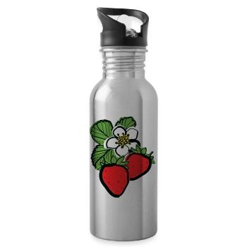 Strawberries fruits - Water bottle with straw - silver - Right