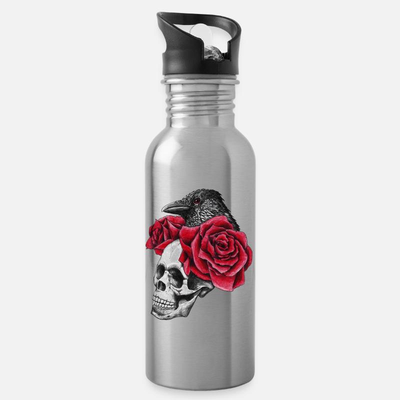 Gothic - Trinkflasche mit integriertem Trinkhalm - Lightsilver