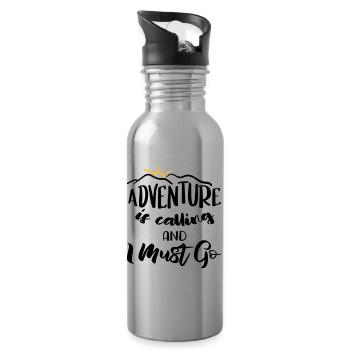 Adventure is calling and I must go - motif - Water bottle with straw - silver - Right