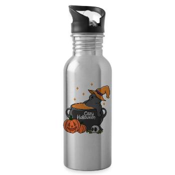 Cozy Halloween - Water bottle with straw - silver - Right