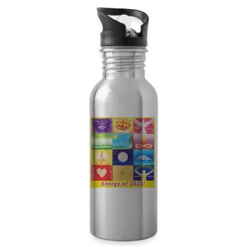 JahresBild Energy of 2022 Sonja Ariel von Staden - Trinkflasche mit integriertem Trinkhalm - Lightsilver - Rechts