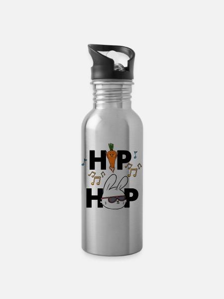 Hip Hop Drôle lapin de Pâques Jeu de mots - Gourde avec paille intégrée - argent clair