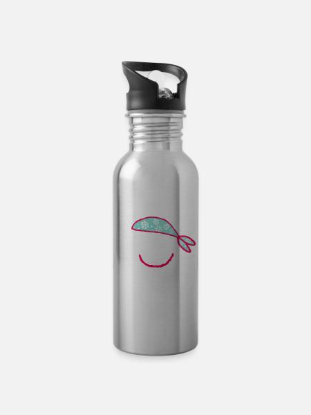 Pirat Born to be wild Kopftuch Comic Graffiti Meer - Trinkflasche mit integriertem Trinkhalm - Lightsilver