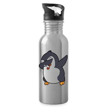 dab dabbing pingouin pipe fumeur licorne accessoires - Gourde avec paille intégrée - argent clair - Droite