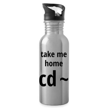 take me home, schwarze Schrift - Trinkflasche mit integriertem Trinkhalm - Lightsilver - Rechts