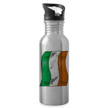Irland Flagge Vintage Irische Fahne Dublin - Trinkflasche mit integriertem Trinkhalm - Lightsilver - Rechts