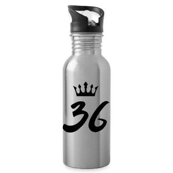 36 Number crown - Water bottle with straw - silver - Right