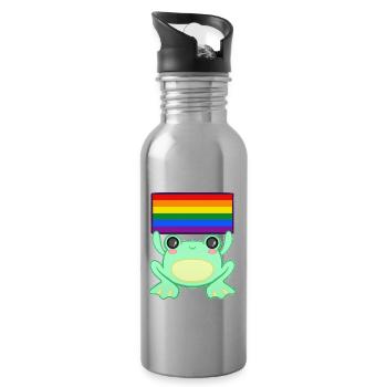 Froggy Pride - Water bottle with straw - silver - Right