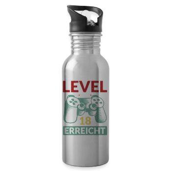 Level 18 Erreicht Gamer - Trinkflasche mit integriertem Trinkhalm - Lightsilver - Rechts