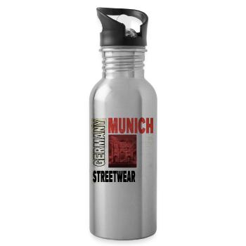 Munich Germany City Skyline Home Love - Water bottle with straw - silver - Right