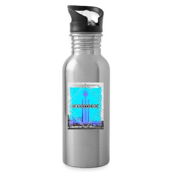 Dusseldorf Germany City Skyline Home Love - Water bottle with straw - silver - Right