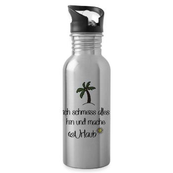 Lustige Sprüche für Urlauber - Trinkflasche mit integriertem Trinkhalm - Lightsilver - Rechts