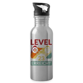 Level 23 Erreicht Gamer - Trinkflasche mit integriertem Trinkhalm - Lightsilver - Rechts