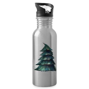 Immergrüne Blaufichte - Trinkflasche mit integriertem Trinkhalm - Lightsilver - Rechts