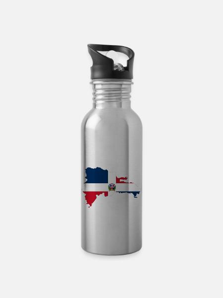 Dominikanische Republik - Trinkflasche mit integriertem Trinkhalm -