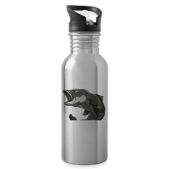 Angeln Angler Angel Fisch Karpfen Spruch Hobby - Trinkflasche mit integriertem Trinkhalm - Lightsilver - Rechts