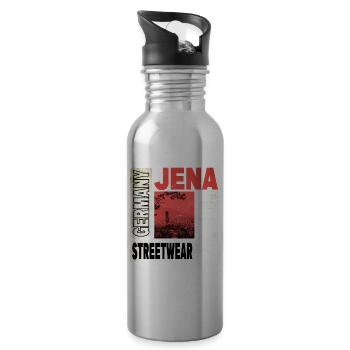 Jena Germany City Skyline Home Love - Water bottle with straw - silver - Right