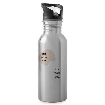 Ich atme ein und raste aus - Trinkflasche mit integriertem Trinkhalm - Lightsilver - Rechts