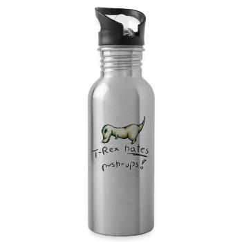 T-Rex hates push-ups - Trinkflasche mit integriertem Trinkhalm - Lightsilver - Rechts