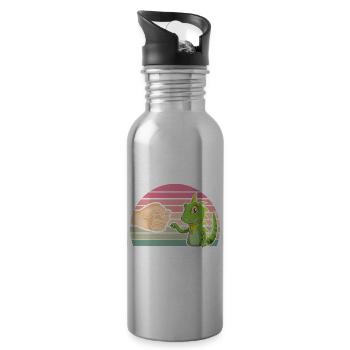 Iguana Pets | Reptiles Reptile Animals Gift - Water bottle with straw - silver - Right