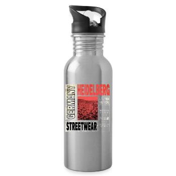 Heidelberg Germany City Skyline Home Love - Water bottle with straw - silver - Right
