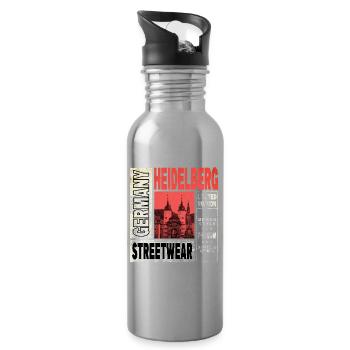 Heidelberg Allemagne Ville Skyline Home Love - Gourde avec paille intégrée - argent clair - Droite