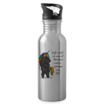 Einhorndrache mit Regenbogenmähne - Trinkflasche mit integriertem Trinkhalm - Lightsilver - Rechts