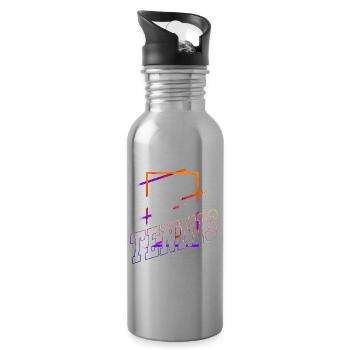 Tennis Tennis Player Ball Sport Vintage Retro - Water bottle with straw - silver - Right