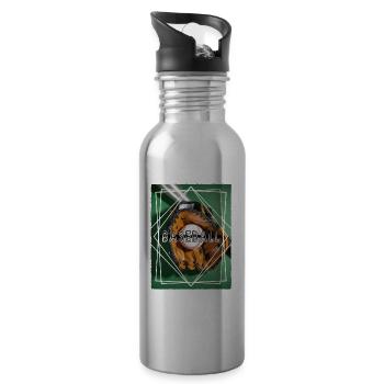 Baseball Ball Handschuh Schläger Vintage Retro - Trinkflasche mit integriertem Trinkhalm - Lightsilver - Rechts